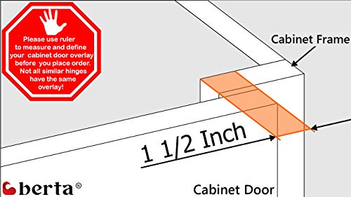 Berta 2-Pack, 1-1/2 inch Overlay Soft Closing Face Frame Cabinet Hinges, 105 Degree 6-Ways 3-Cam Adjustment Concealed Kitchen Cabinet Door Hinges with Screws(1-1/2 inch, 2 Pieces) - size: 1-1/2 In. Overlay | 2 Pieces