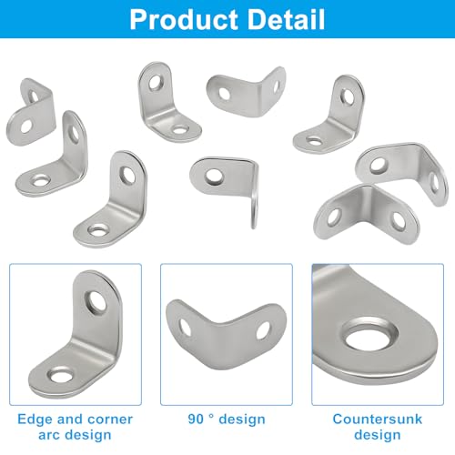 20 Pack 90 Degree Bracket, 1x1x0.6 Inch Stainless Steel Corner Braces with Screws, Heavy Duty L Bracket for Furniture, Shelves, Tables, Cabinets DIY Woodworking & Repair(Silver) - size: 1 x 1 Inch