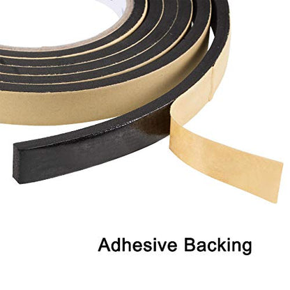uxcell Sealing Foam Tape 15mm Wide 5mm Thick 2m/6.56ft Long, EVA Self Adhesive Weather Strip for Window Door Insulation - size: 15mmx5mmx2m