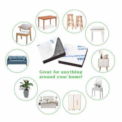 Square Felt Pads for Chair Legs, Square Felt Furniture Pads 1 inch 48 Pieces Pack Brown, Furniture Pads for Hardwood Floor 5mm Thick - size: 48pcs Square