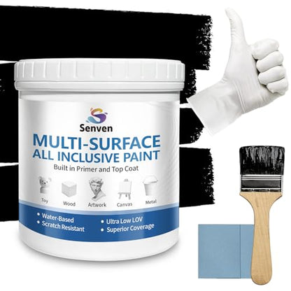 All-in-One Black Paint Black Touch-Up Paint for Metal, Furniture, Cabinets, Wood, Appliances, Clay, DIY Crafts, Walls, Acrylic Enamel Multi Surface Water Based Fast Drying, 5.3 Fl Oz - color: Black - 5.3 oz