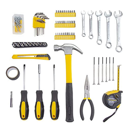 CARTMAN 148 Piece Tool Set General Hand Tool Kit with Plastic Toolbox Storage Case, Automotive Set Yellow - color: Yellow