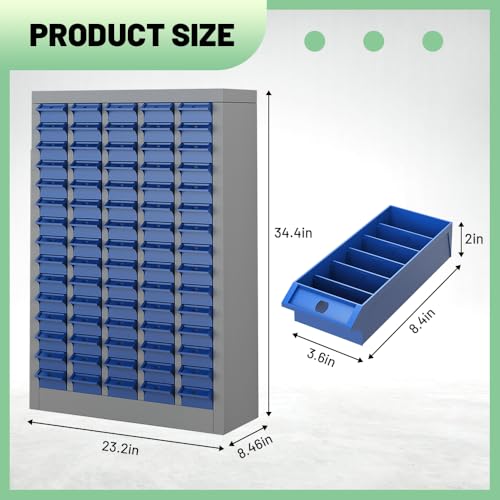 Yeeoy 75 Drawers Parts Cabinet, Bolt and Nut Tool Storage Cabinet, Steel Parts Organization Shelves with ABS Material Drawer & Labels for Tool Hardware Storage, Grey - size: 75 Drawers