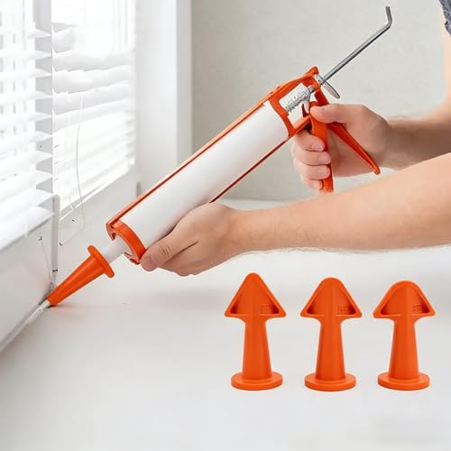 Caulk Tip Tool Caulking Tips Set Reusable Nozzles for Finishing Grout and Sealant Caulk Gun Accessories 3Pcs (orange) - color: Orange