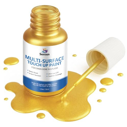 SENVEN Liquid Gold Leaf Paint High Gloss Multi Surface Rich Gold Paint for Metal, Wood, Plastic, Canvas, Appliance, Furniture Scratch Repair & Art Handcrafts 30ml/1.5oz Fast Drying Acrylic Metallic Finish - color: Gold Leaf