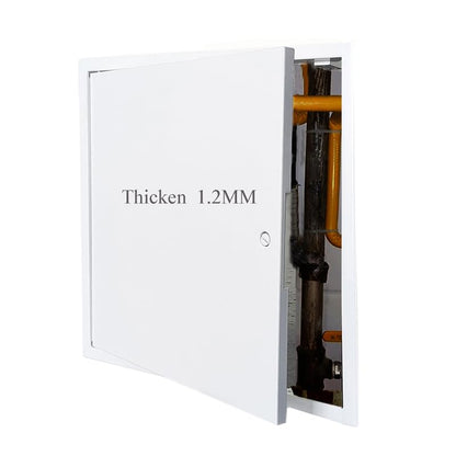 Fengze Steel Access Panel 12 x 12 Inch with 4 Long Fixing Strips White Screwdriver Latch Metal Inspection Door for Wall and Ceiling (300 x 300 mm)