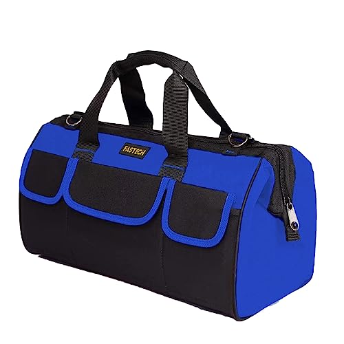 FASTECH 17 Inch Heavy Duty Tool Bag With Wide Mouth for Tool Storage, Carrier and Organizer, Tool Tote For Men/Women, Wide Mouth Tool Bag with Inside Pockets (17 Inch) - size: 17inch