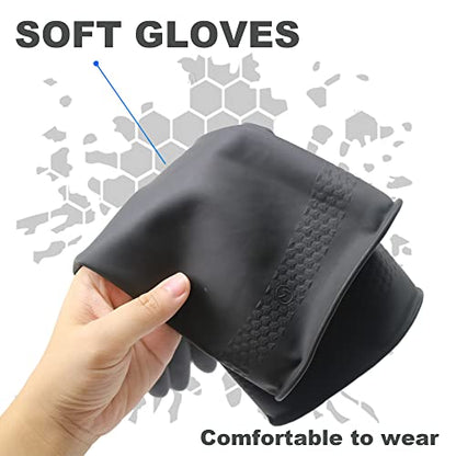 Chemical Resistant Latex Gloves,Cleaning Protective Safety Work Heavy Duty Rubber Gloves, S-M-L-XL Size, Black 1 Pair - color: Xl/12.9''