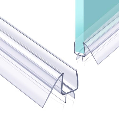 POZIA Shower Door Bottom Seal Frameless Glass Shower Door Seal Strip Clear Vinyl Durable Stop Shower Leaks and Create a Water Barrier Ultra Clear (2PACK-1/4in) - style: 2PACK-1/4in