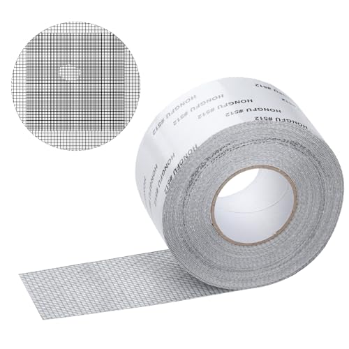 Window Screen Repair Tape Mesh Repair, 1.96"x32.8 ft Screen Mesh Patch Repair Kit, Strong Adhesive Fiberglass Screen Patch Repair Kit, Window Screen Repair Kit for Tent Net Windows Screen Repair