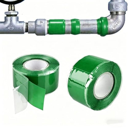 Heavy Duty Waterproof Silicone Tape, Self-Fusing Leak Seal Repair Tape, Instant Leak Stop for Pipes Ducts Automotive Plumbing, Extreme Temperature Resistance No Tools Needed - color: Green