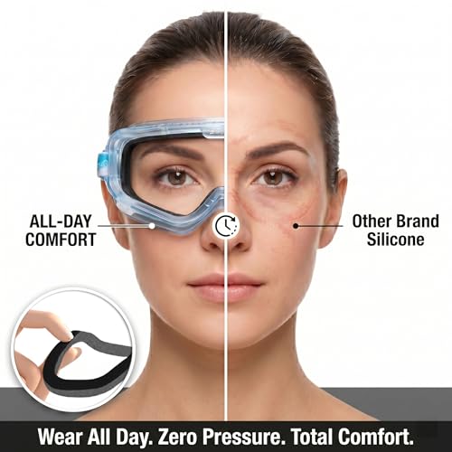 Safety Goggles Over Glasses, Spare Lens Included, ANSI Z87.1 Anti-Fog, Dual Foam Seal, Lab Construction Work Workshop - size: 1 Goggle + 1 Replacement Lens