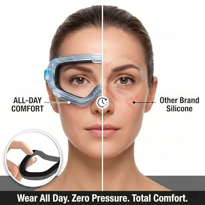 Safety Goggles Over Glasses, Spare Lens Included, ANSI Z87.1 Anti-Fog, Dual Foam Seal, Lab Construction Work Workshop - size: 1 Goggle + 1 Replacement Lens
