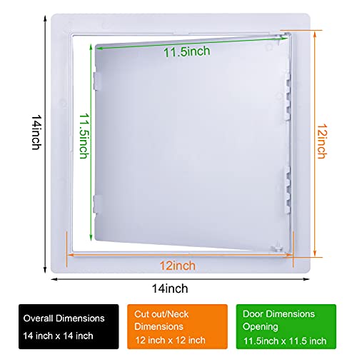 Plumbing Access Panel for Drywall 12 x 12 Inch Plastic Access Door Removable Wall Access Panel Ceiling Reinforced Hinged Durable - size: 12 X 12 Inch
