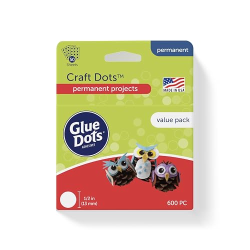 Glue Dots, Craft Dots Value Pack, Double-Sided, 1/2", .5 Inch, 600 Dots, DIY Craft Glue Tape, Sticky Adhesive Glue Points, Liquid Hot Glue Alternative, Clear - style: Value Pack