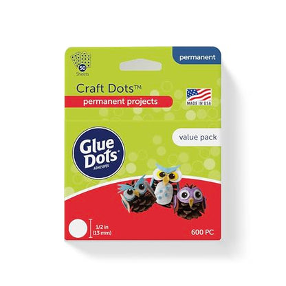Glue Dots, Craft Dots Value Pack, Double-Sided, 1/2", .5 Inch, 600 Dots, DIY Craft Glue Tape, Sticky Adhesive Glue Points, Liquid Hot Glue Alternative, Clear - style: Value Pack