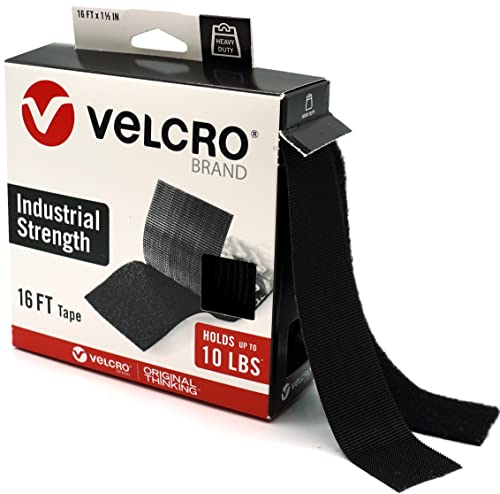 VELCRO Brand Heavy Duty Tape | 16 Foot Roll | Strong Sticky Back Adhesive Holds up to 10 lbs | Industrial Strength Fasteners for Indoor or Outdoor Use | 1-1/2in Width, Black (VEL-30838-USA) - color: Black, size: 16ft