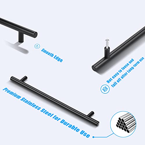 KNOBWELL 6 Pack 8-4/5" Matte Black Cabinet Pulls Stainless Steel Kitchen Cabinet Handles Drawer Pulls - color: Black, size: 8 4/5inch(224mm)