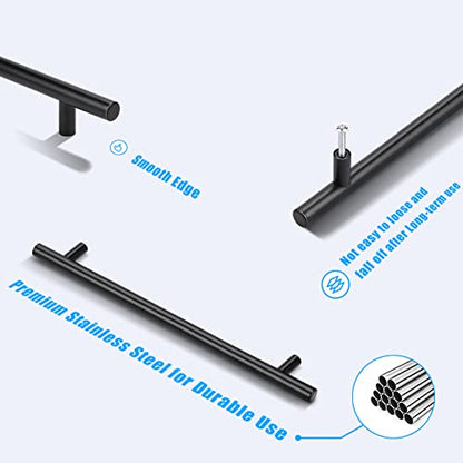 KNOBWELL 6 Pack 8-4/5" Matte Black Cabinet Pulls Stainless Steel Kitchen Cabinet Handles Drawer Pulls - color: Black, size: 8 4/5inch(224mm)