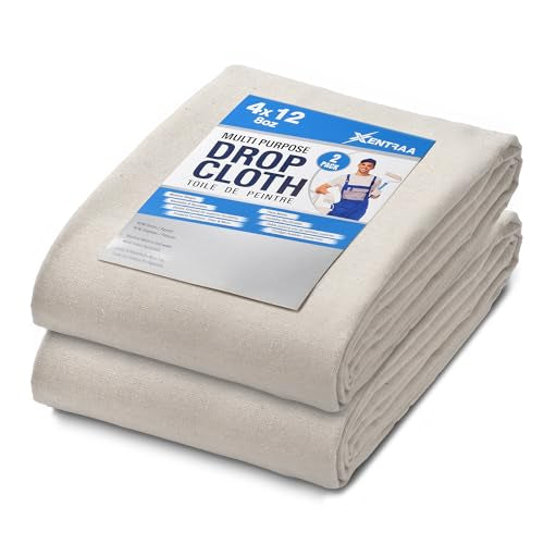 Canvas Drop Cloth - Durable Protection for Painting and Home Projects (4/12-PACK-2) - color: Beige, size: 4/12-PACK-2