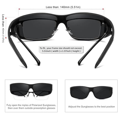 MEETSUN Fit Over Glasses Sunglasses for Men Women,Wrap Around Sunglasses Polarized UV400 Protection - color: (Z1)black Frame-gray Lens