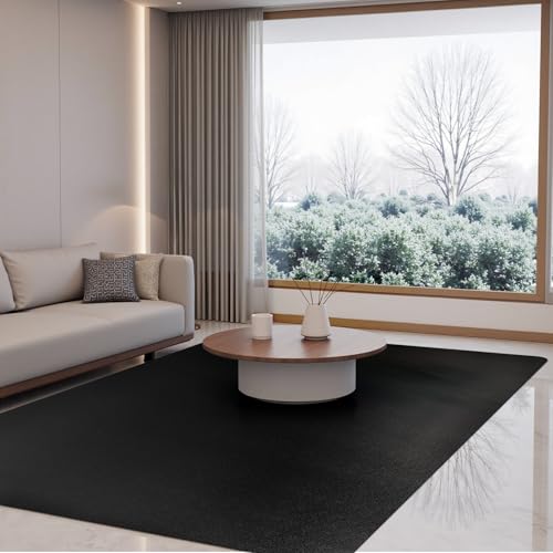 Vicwe Area Mat for Hard Floor, 6'×9' Area Rug for Home, PVC Non-Slip Floor Protector for Dining Room, Large Anti-Scratch Floor Mats for Laundry Room, Kitchen, Bedroom (Black) - color: Black, size: 6' x 9' (72 x 108 inch)