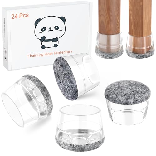Meldel 24 PCS Silicone Chair Leg Floor Protectors Medium Fit (1"-1.2") Rubber Felt Furniture Pads Chair Legs Caps/Covers for Hardwood Floors, Tile from Scratches & Reduce Noise - Round, Grey - size: Medium(1"-1.2")