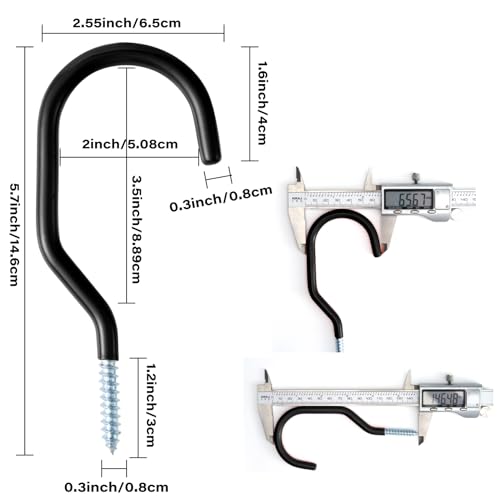 Sinoer 8 Pack Heavy Duty Bike Hooks,Screw in Storage Hook,for Garage Wall and Ceiling Organization and Storage, Perfectly Utility Tool Hanger (Black)