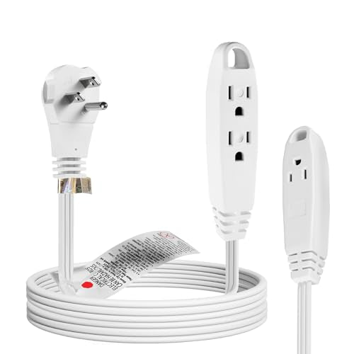 3 Feet 3 Outlet Power Strip Short Extension Cord Low-Profile Flat Plug Adapter - UL Listed SPT-3 16AWG Power Cable Wire 3 Prong Grounded Multi Outlet White (1 Pack) - size: 3FT, style: 1 Pack