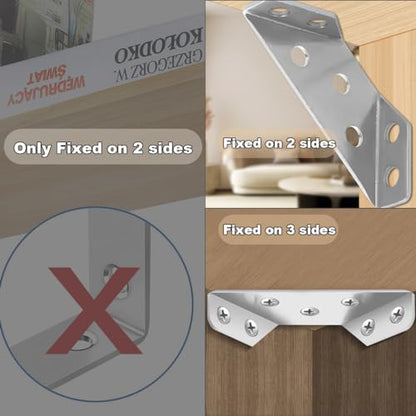 ELANE L Brackets for Wood with Screws,16 Pack Corner Brackets for Wood,Small L Brackets for Furniture Chair Drawer Cabinet (16)