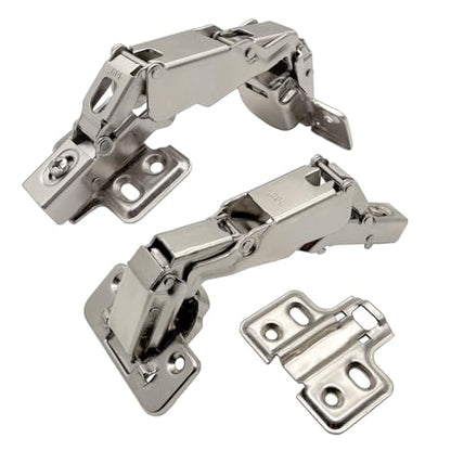2 Pack 180 Degree Frameless Full Overlay Cabinet Doors Hinges,Clip ON Plate, Concealed Hydraulic Adjustable Mounting, Soft Closing Nickel-Plated Steel Buffer Dampers, 180 Degree Hinge - color: 180°-2pcs