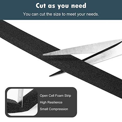 YIJUHOU Weather Stripping Door Seal Window Air Conditoner Insulation Foam Seal Tape Black Open Cell Door Seal Strip (1IN*1/2IN*13FT) - size: 1IN*1/2IN*13FT