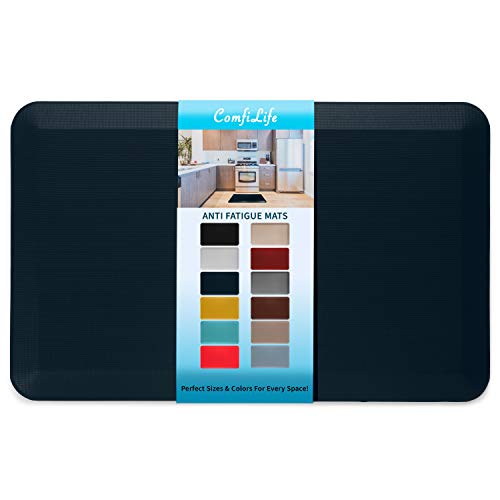 ComfiLife Anti Fatigue Floor Mat – 3/4 Inch Thick Kitchen Mats for Floor, Standing Desk Mat, Kitchen Rug – Comfort at Home, Office – Durable – Stain Resistant – Non-Slip Bottom (20" x 32", Navy) - color: Navy, size: 20" x 32"
