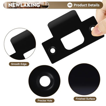 T-Shape Matte Black Door Strike Plate for Door Frame Repair Kit, 2-1/8'' Hole Spacing, 1 Pack - color: Matte Black