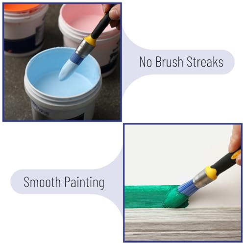 Bates- Trim Paint Brush, 4pcs, 0.4", 0.6", 0.8" & 1", Black & Yellow Handle, Trim Brushes for Painting - color: Yellow-black, size: 0.4", 0.6", 0.8" & 1"