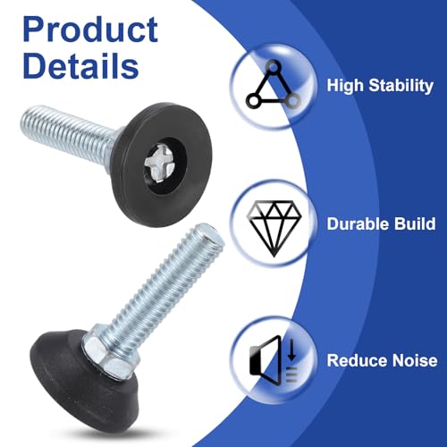 uxcell 5/16"-18 Thread Furniture Feet Levelers, 4Pcs 50mm l Adjustable Furniture Feet Screw in Threaded Leveling Leg Screw on Chair Foot Glides Leveling for Table Chair Cabinet Black - size: 5/16"-18 50mm
