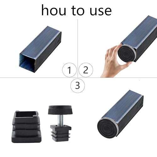 8Pcs Adjustable Leveling Feet, Square Insert Kit, Furniture Glide Leveler, Black, 20x20mm, 30x11mm, For Cabinets, Sofa Tables, Chairs - size: 20x20mm