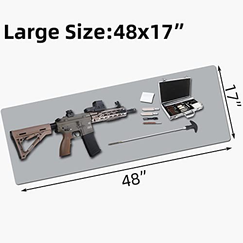 Large Gun Gleaning Mat for Pistol Rifle Shotgun, Oil-Resistant Gun Cleaning Pad, Non-Slip Waterproof Leather Workbench Mat Desk Pad for Gun Maintenance - color: Gray, style: 48"x17"