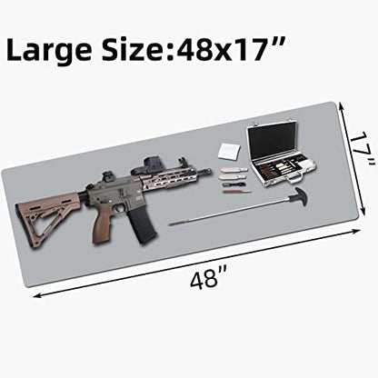 Large Gun Gleaning Mat for Pistol Rifle Shotgun, Oil-Resistant Gun Cleaning Pad, Non-Slip Waterproof Leather Workbench Mat Desk Pad for Gun Maintenance - color: Gray, style: 48"x17"