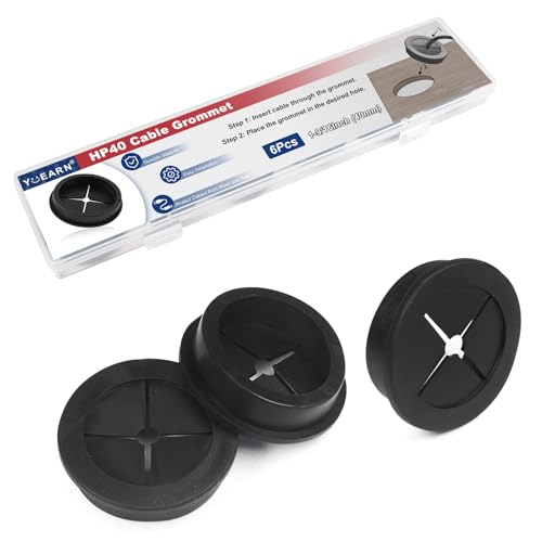 1-9/16 Inch Cable Grommet (40mm) – 6 Pcs Flexible Rubber Cord Hole Covers for Network Racks, Wall Cabinets, Thick Cable Entry (Black) - size: 6pcs 1-9/16"9(40mm)
