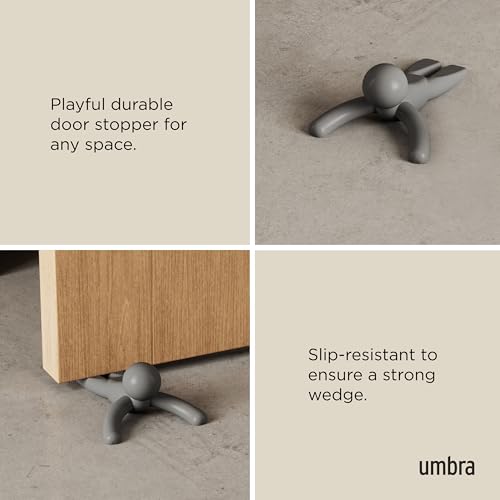 Umbra Buddy Door Stop, Heavy-Duty and Flexible, Soft-Touch Finish, Protects Your Floors, Grey - style: Single-Pack