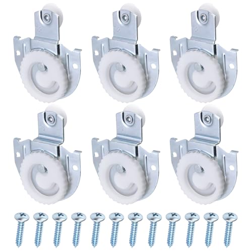6-Piece Sliding Closet Door Roller Set, Upgraded Bearing Top Roller Kit with Adjustable Screws and Hooks Hardware Replacement for Smooth Sliding Wardrobe/Closet/Cabinet Doors