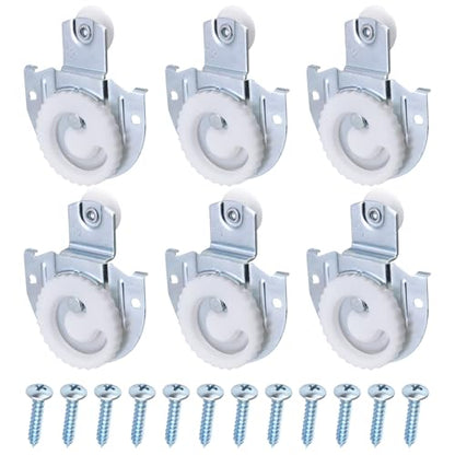 6-Piece Sliding Closet Door Roller Set, Upgraded Bearing Top Roller Kit with Adjustable Screws and Hooks Hardware Replacement for Smooth Sliding Wardrobe/Closet/Cabinet Doors