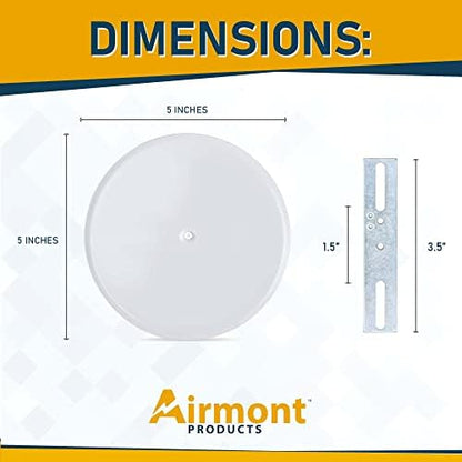 5-inch Ceiling Blank-Up Cover with Center Screw, Fits 3-1/4" to 4" Electric Box, Adjustable Bracket for Screw Hole Spacing 1.75" to 3.5", White Metal
