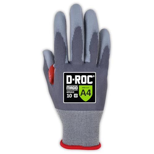 MAGID ROC 21G Ultra-Thin Polyurethane ANSI A4 Coated Work Glove, 72 Pair, Size 6/XS, GPD412 - color: Gray Polyurethane, size: 6/XS, style: 72 Pair