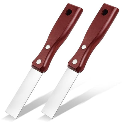 2PCS Spackle Knife, Small Putty Knife,1 Inch Scraper Tool with Wooden Handle for Drywall, Spackling, Patching, Painting, Wallpaper Removal