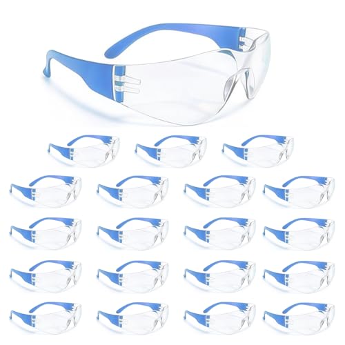 BIRDDIE Safety Glasses 20pcs,Bulk Anti-Fog Clear Safety Glasses,Scratch Impact Resistant Protective Glasses For Construction, Yard Work, Laboratories,Carpenter, StonMason,for Men And Women - color: Blue