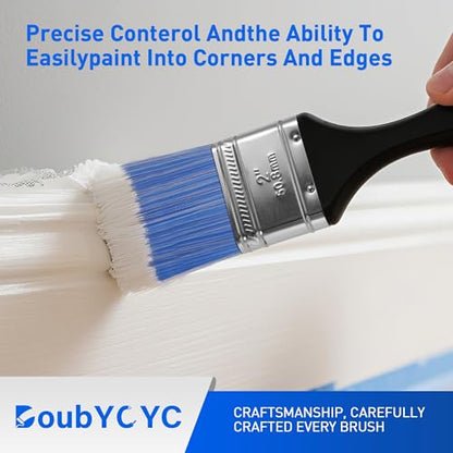 Paint Brushes, 6 Pack 2 Inch Paint Brush, Plastic Handle Flat Paint Brushes for Walls, Furniture and DIY Paint, Professional Paint Tools - color: 6 Pack