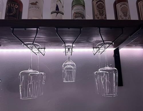 10.8 Inch Black Wine Glass Rack, Under Cabinet Wine Glass Holder Stainless Steel Stemware Rack - Hanging Stemware Holder for Cabinet Kitchen Bar, Set of 4 - color: Black, size: 10.8 Inch 4 Pack