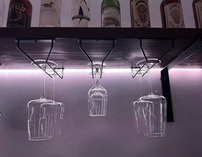10.8 Inch Black Wine Glass Rack, Under Cabinet Wine Glass Holder Stainless Steel Stemware Rack - Hanging Stemware Holder for Cabinet Kitchen Bar, Set of 4 - color: Black, size: 10.8 Inch 4 Pack